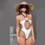 Black and White Flower Detail Cutout One-Piece