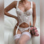 "Heavenly Lace" White Lingerie Set with Fishnet Stockings